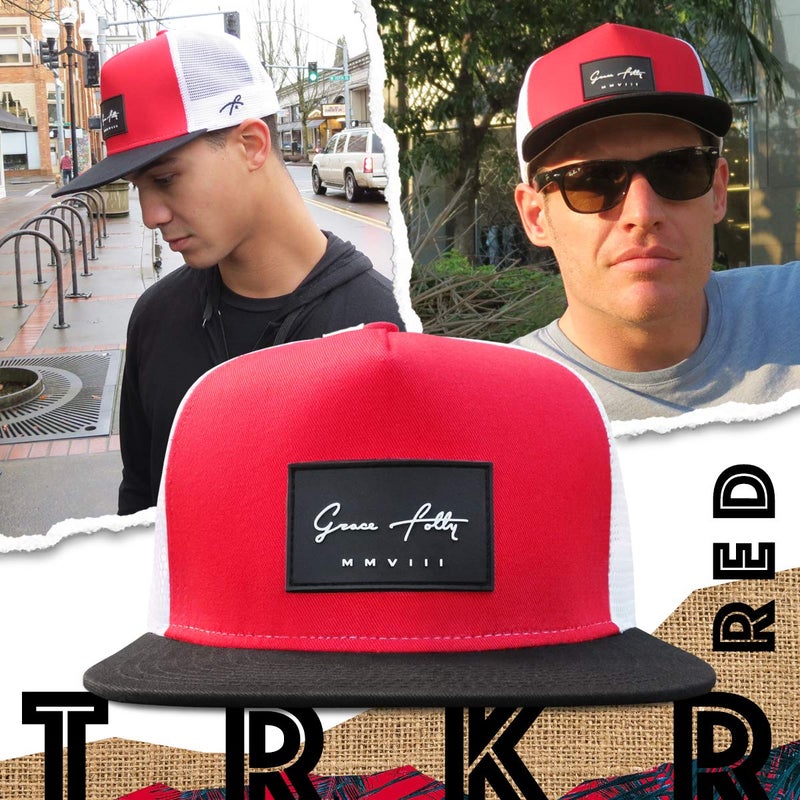 Grace Folly Trucker Hat for Men & Women. Snapback Mesh Caps (US, Alpha, One Size, One Size, Red & Black) - Image 5